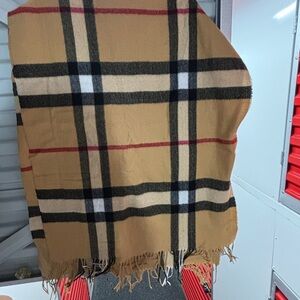 Burberry Tan and Black Checkered Scarf